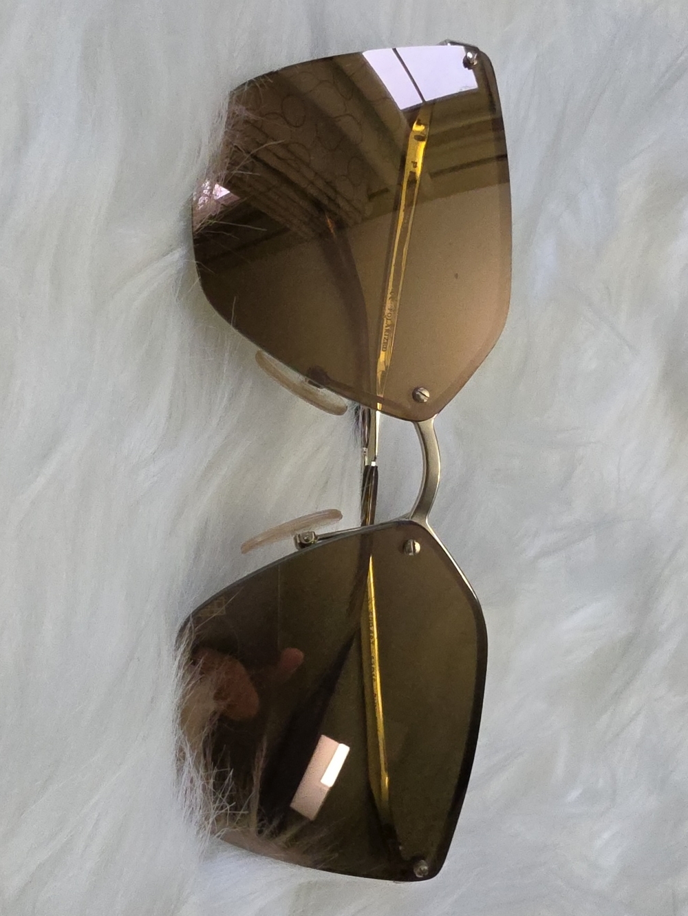 PRADA Stylish Rimless Brown Gradient Sunglasses with Black Case